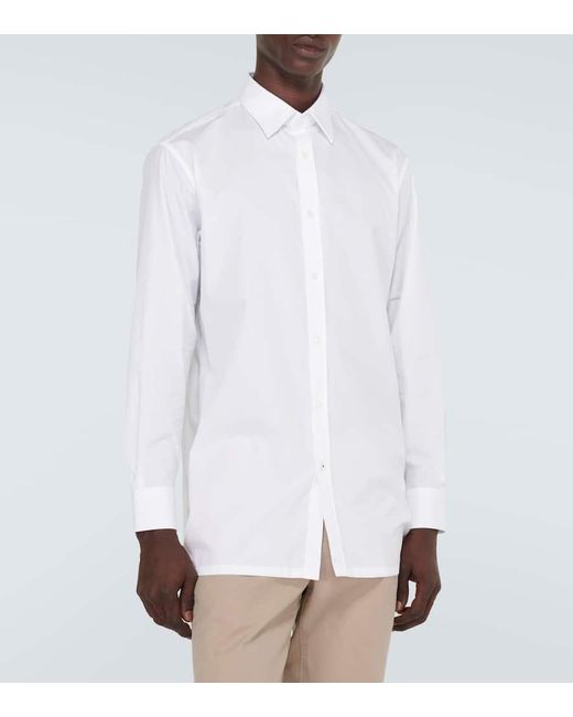 Camisa oxford de popelin de algodon Loro Piana de hombre de color White