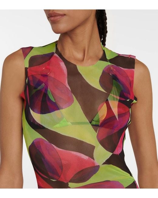 Louisa Ballou Multicolor Printed Ruched Minidress