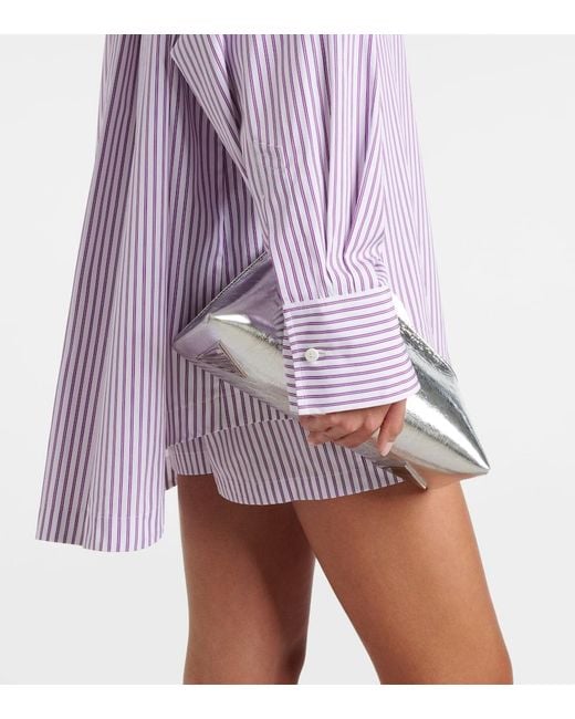 The Attico Purple Diana Asymmetric Striped Cotton Shirt