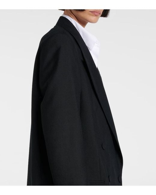 Dries Van Noten Black Double-Breasted Wool Blazer