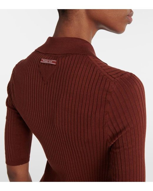 Prada Red Polopullover Aus Einem Baumwollgemisch