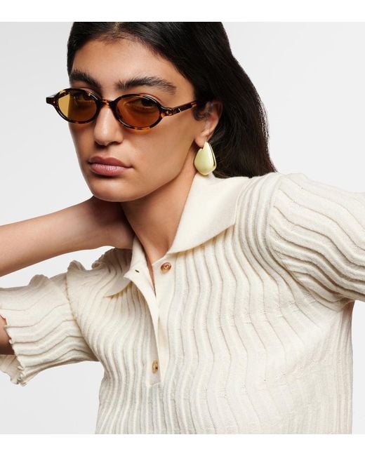 Bottega Veneta Brown Classic Oval Sunglasses