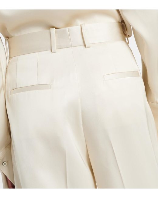 Jil Sander White Satin Wide-Leg Pants