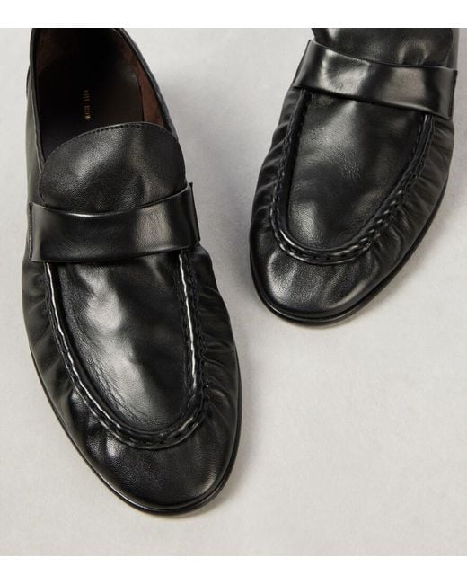 The Row Black Soft Leather Loafers