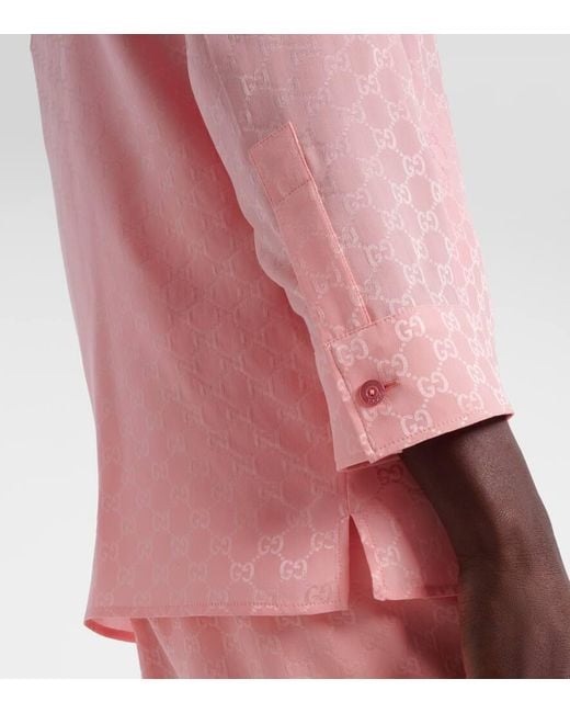 Gucci Pink Gg Silk Jacquard Shirt