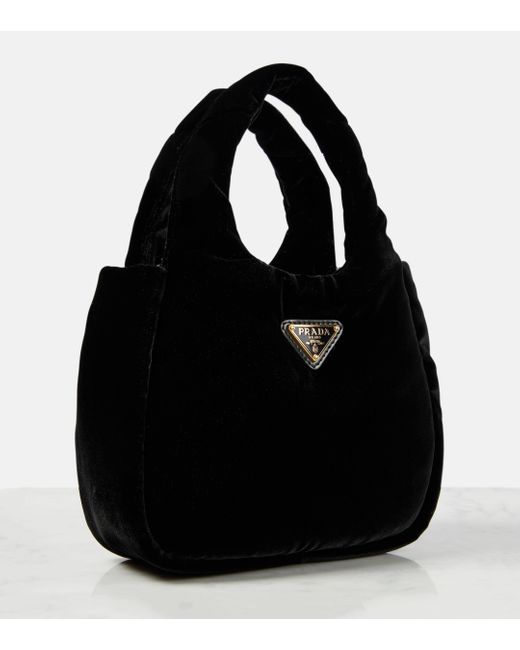 Prada Black Mini Padded Velvet Top-handle Bag