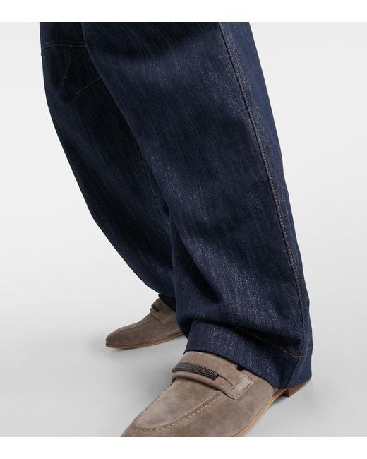 Brunello Cucinelli Blue High-Rise Wide-Leg Jeans