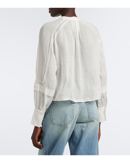 Veronica Beard White Sawyer Ramie Blouse