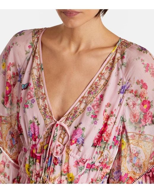 Camilla Red Floral Silk Maxi Dress
