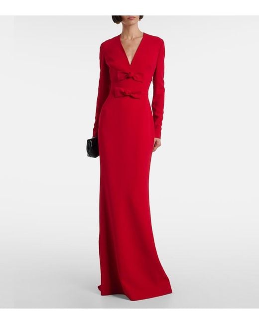 Elie Saab Red Bow-Detail Cady Gown