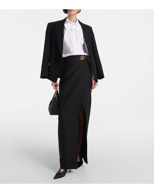 Valentino Black Maxirock Vlogo Locker Aus Crepe Couture