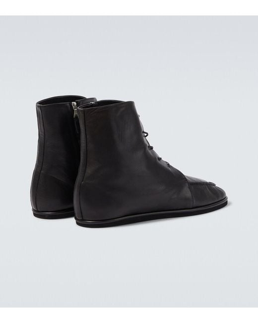 Auralee Black Leather Derby Boots for men