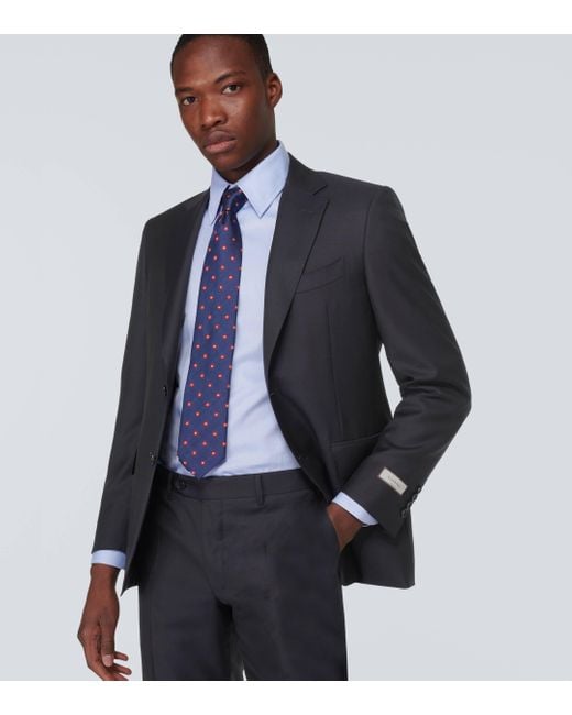 Canali Blue Single-breasted Wool Suit for men