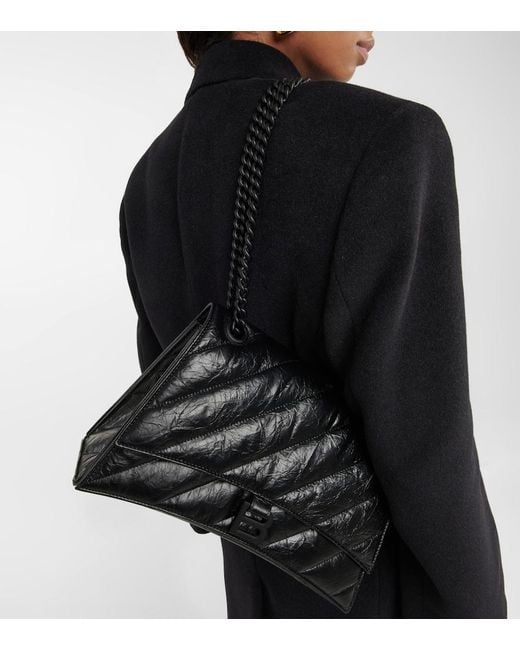 Balenciaga Black Crush Medium Leather Shoulder Bag