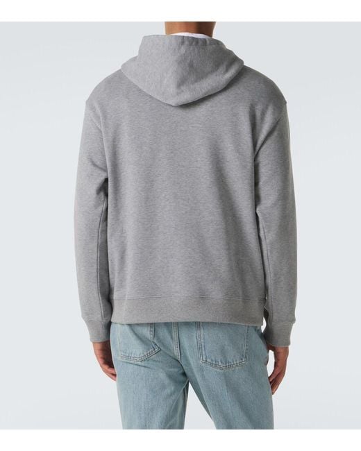 Valentino Gray Vlogo Cotton Jersey Hoodie for men