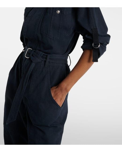 Isabel Marant Blue Nessime Cotton And Linen Jumpsuit