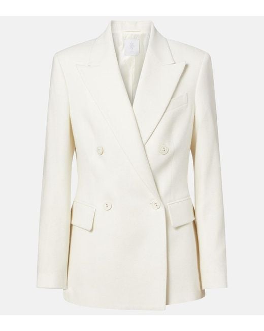 Eleventy Natural Double-Breasted Wool And Cashmere Blazer