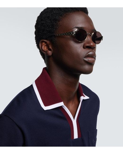 Gucci Brown Gg Oval Sunglasses for men