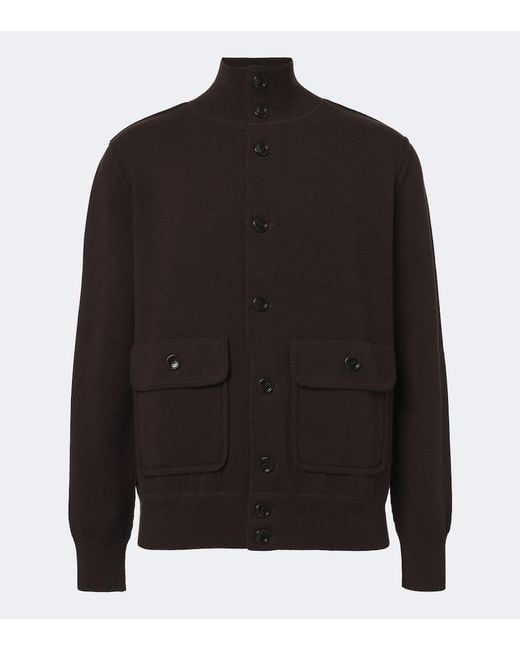 Allude Black Knitted Wool And Cashmere Cardigan for men