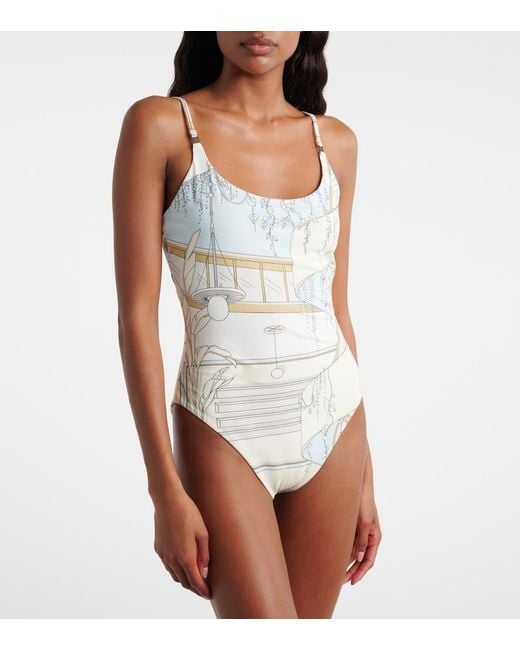 Tory Burch White Printed Swimsuit