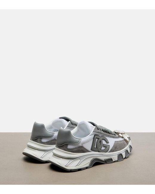 Dolce & Gabbana Gray Dg Country Road Suede-Trimmed Sneakers