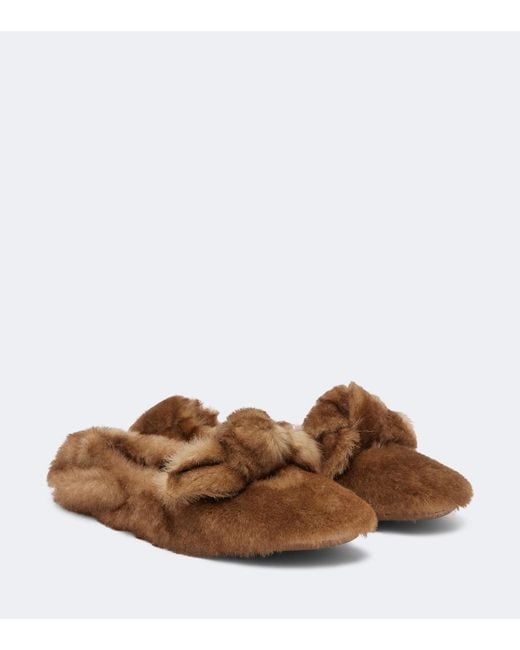 Zimmermann Brown Carousel Shearling Ballet Flats