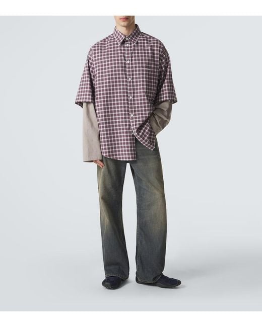 Balenciaga Layered Checked Cotton Shirt for men