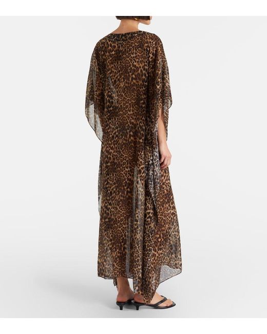 Nili Lotan Brown Erica Leopard-Print Semi-Sheer Silk Kaftan