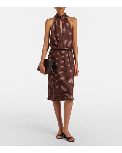 Posse Purple Phoebe Polka-Dot Halterneck Midi Dress