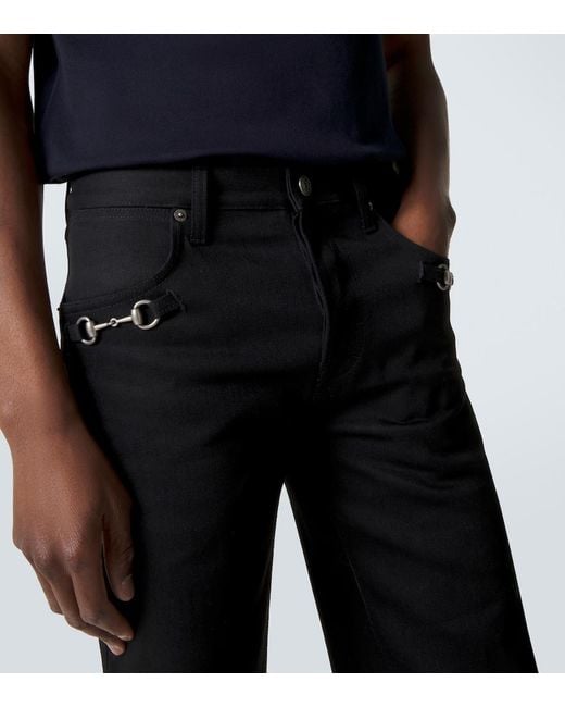 Jeans Flared Horsebit di Gucci in Black da Uomo