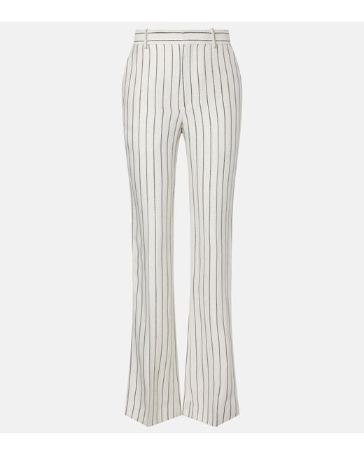 Balmain White Pinstripe Straight Pants