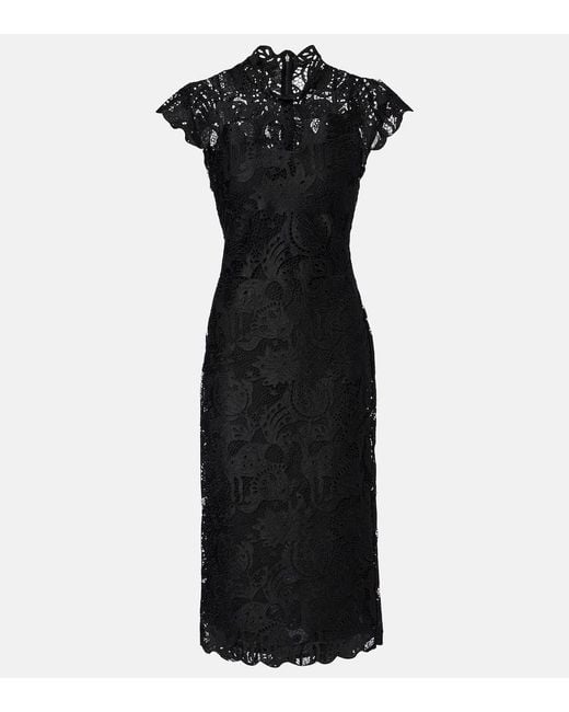 Staud Black Rosaline Guipure Lace Cocktail Dress
