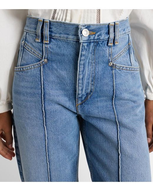 Isabel Marant Blue Drolane High-Rise Straight Jeans