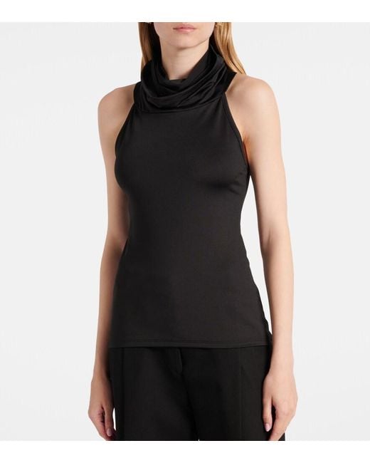 Victoria Beckham Black Draped Jersey Top