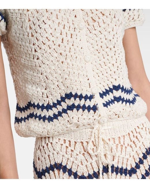 Camisa Nautical En Croche De Algodon Anna Kosturova de color Metallic