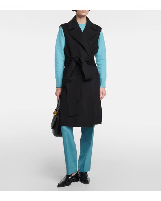Joseph Black Garance Wool And Cashmere Wrap Coat