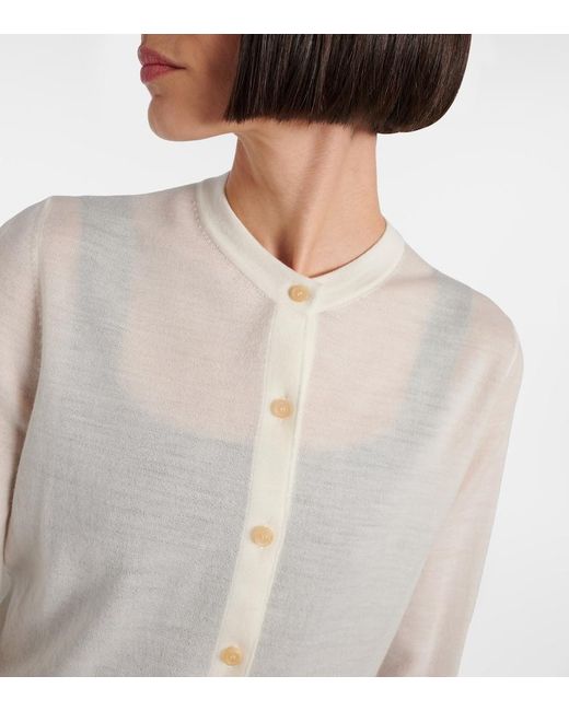 Khaite White Brieta Wool-Blend Cardigan