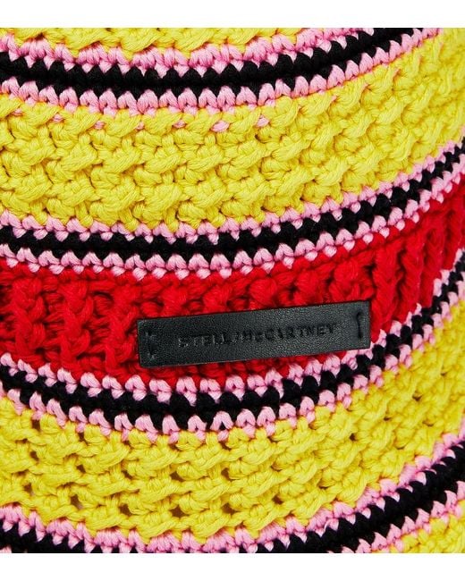 Stella McCartney Yellow Logo Cotton Crochet Bucket Hat