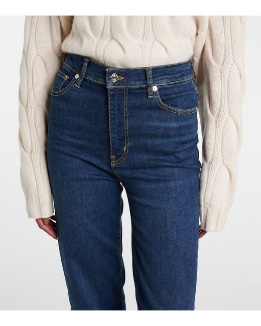 FRAME Blue Le Sleek High-Rise Straight Jeans