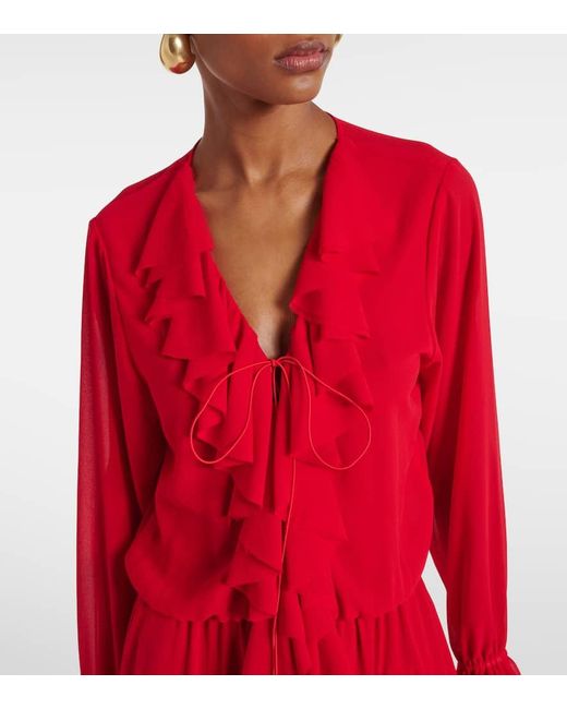Bananhot Red Bellen Ruffled Maxi Dress