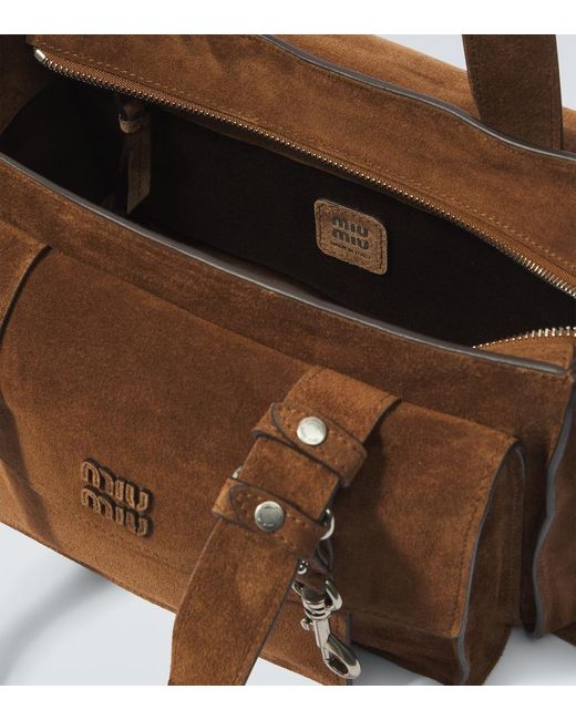 Miu Miu Brown Utilitaire Suede Tote Bag for men