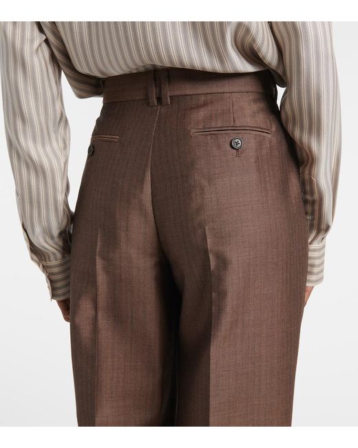 The Row Brown Norbert Mohair And Wool Straight Pants