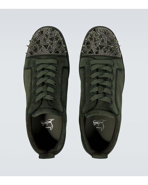 Christian Louboutin Sneakers Louis Junior Spikes Aus Veloursleder in Green für Herren