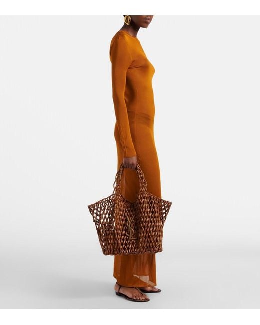 Shopper Icare Cassandre Medium Con Perline di Saint Laurent in Brown