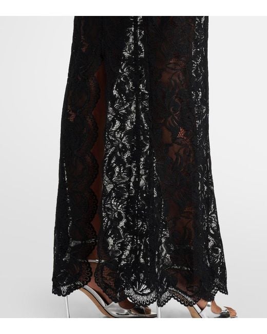 Rabanne Black Lace-Trimmed Maxi Dress