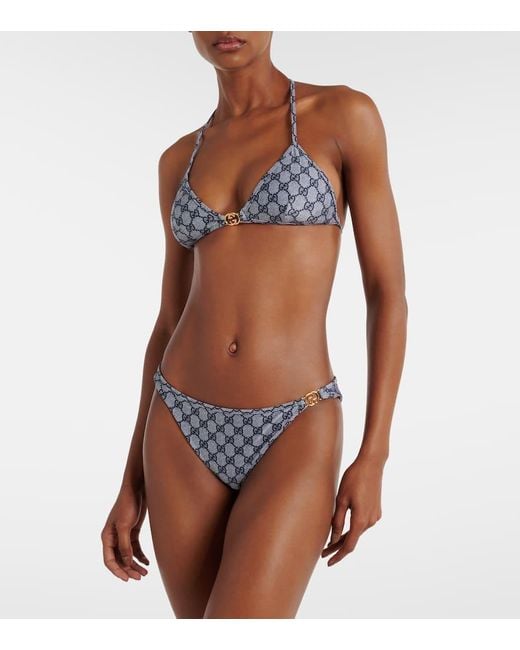 Gucci White Gg Triangle Bikini