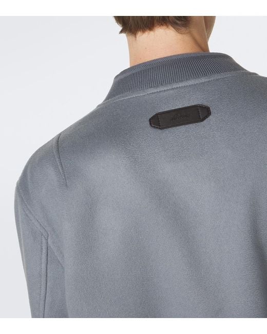 Brioni Gray Wool And Cashmere Bomber Jacket for men