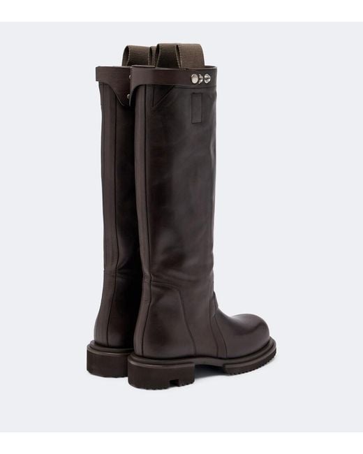 Rick Owens Black Gabe Leather Knee-High Boots