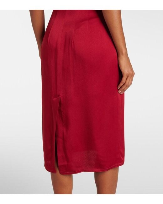 Stella McCartney Red Draped Satin Midi Dress