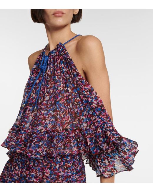 Isabel Marant Purple Fabino Printed Georgette Top